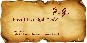 Havrilla Győző névjegykártya